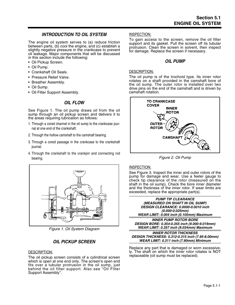 Section 5.1 - engine oil system, Introduction to oil system, Oil flow | Oil pickup screen, Oil pump | Generac Power Systems 941-2 User Manual | Page 83 / 144