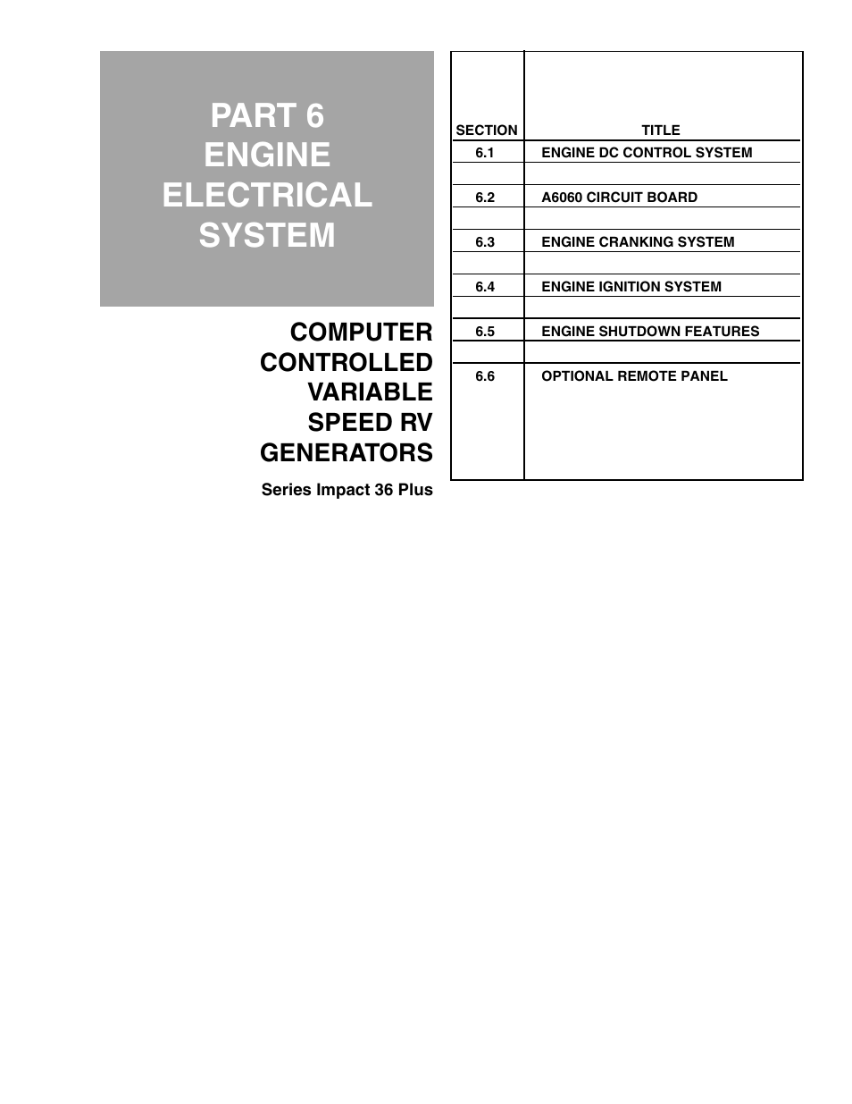 Part 6 - engine electrical system, Part 6 engine electrical system, Computer controlled variable speed rv generators | Generac Power Systems 941-2 User Manual | Page 89 / 144