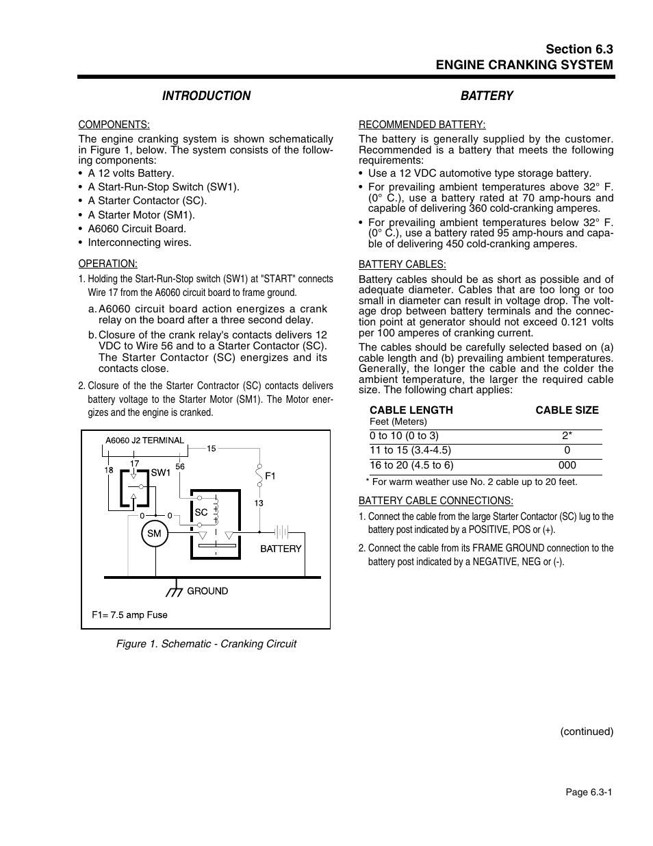 Section 6.3 - engine cranking system, Introduction, Battery | Generac Power Systems 941-2 User Manual | Page 95 / 144