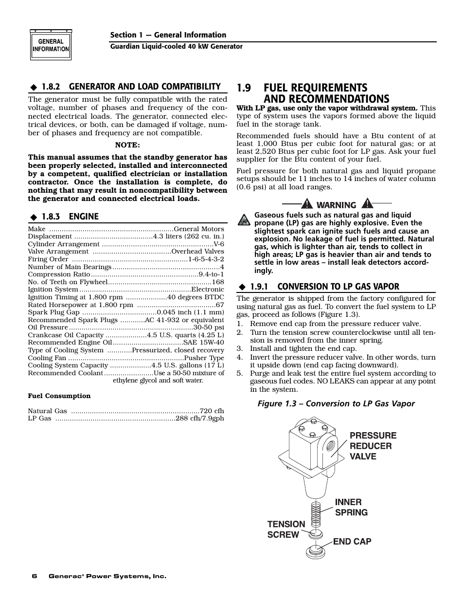 9 fuel requirements and recommendations | Generac Power Systems GUARDIAN 43733 User Manual | Page 8 / 64