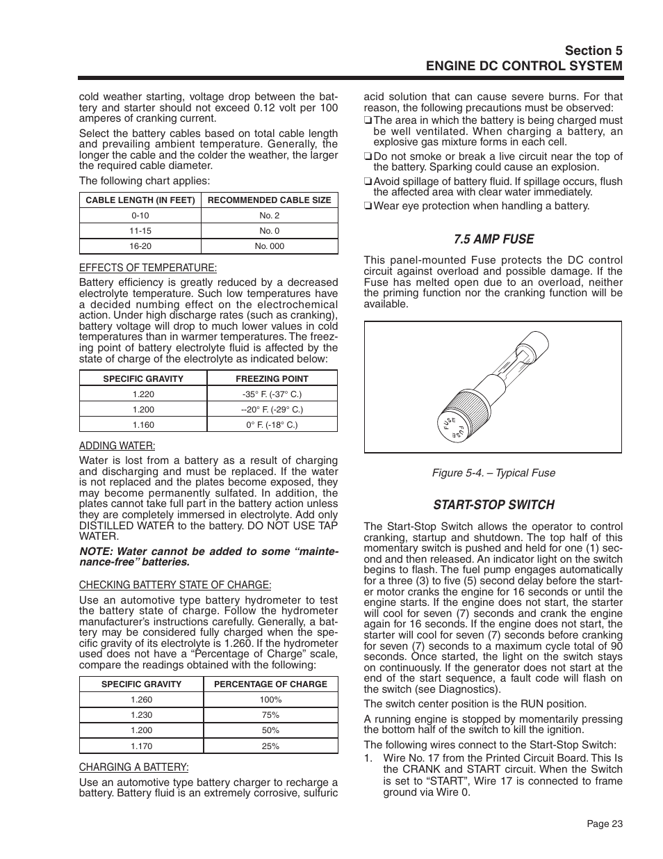 5 amp fuse, Start-stop switch | Generac Power Systems Recreational Vehicle Generator 5413 User Manual | Page 25 / 82