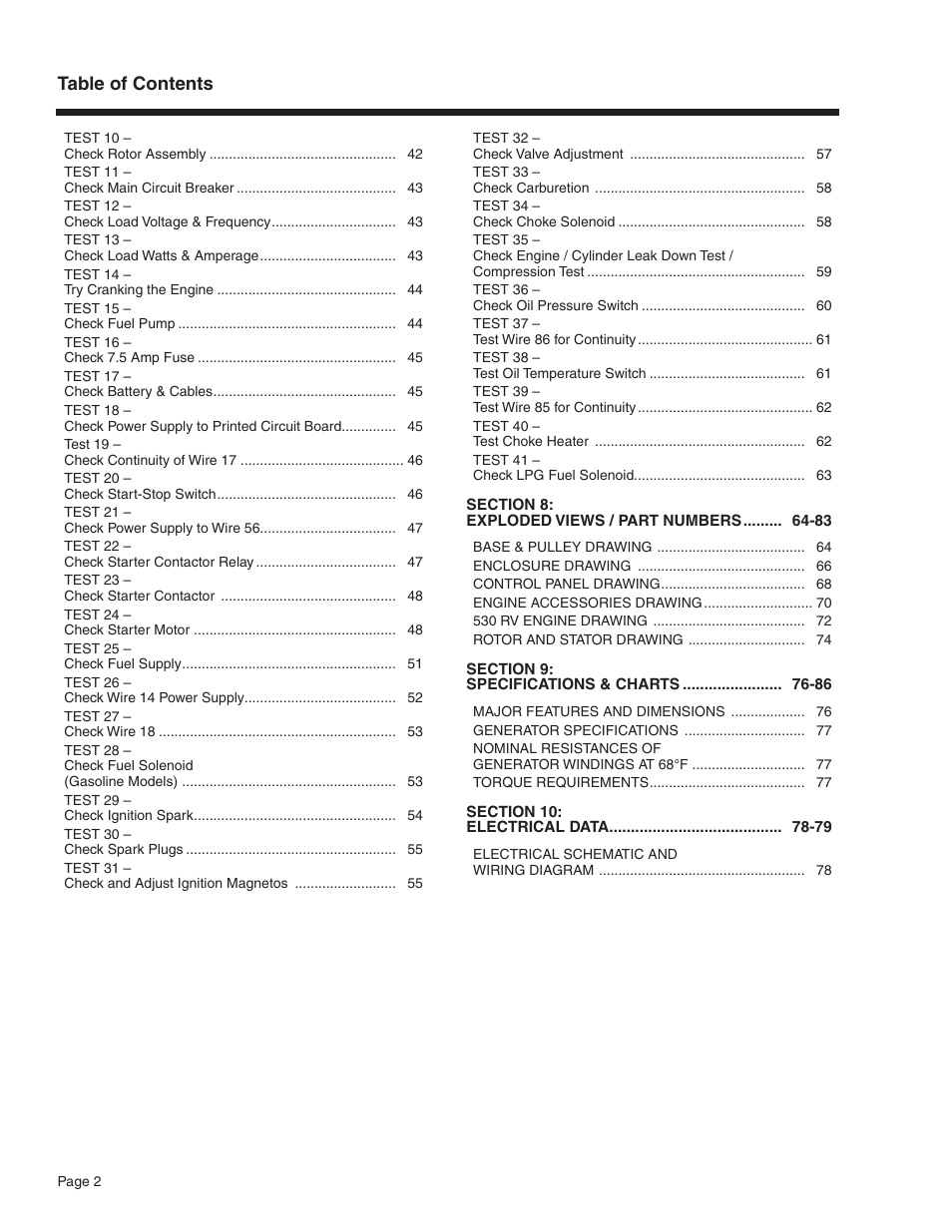 Generac Power Systems Recreational Vehicle Generator 5413 User Manual | Page 4 / 82