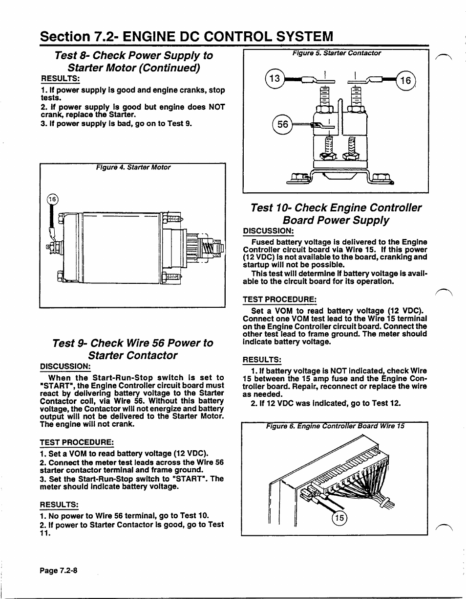Section 7,2- engine dc control system, Test 9- check wire 56 power to starter contactor | Generac Power Systems NP-40G User Manual | Page 110 / 126