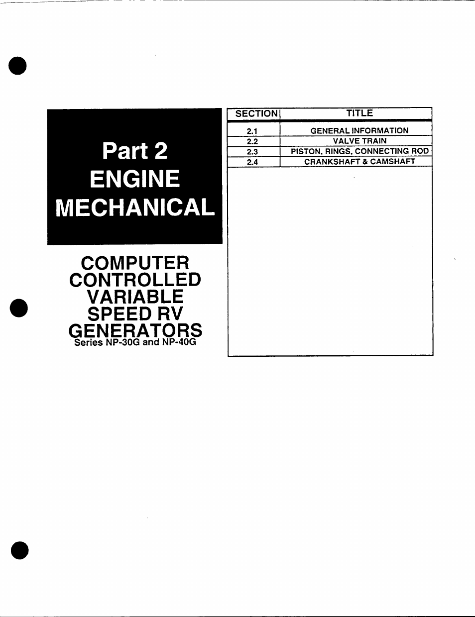 Part 2 engine mechanical, Computer controlled variable speed rv generators | Generac Power Systems NP-40G User Manual | Page 33 / 126