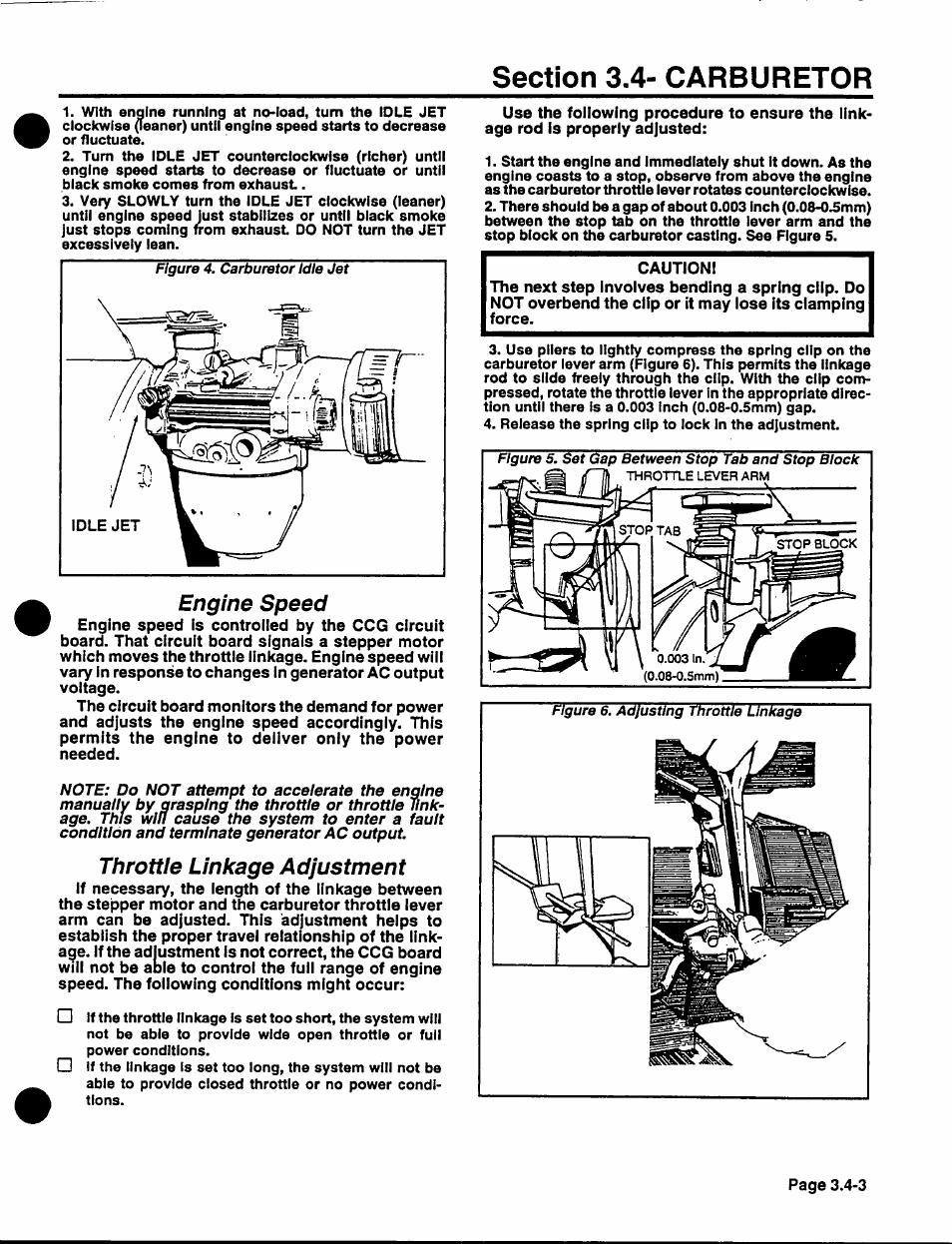 Engine speed, Throttle linkage adjustment | Generac Power Systems NP-40G User Manual | Page 61 / 126