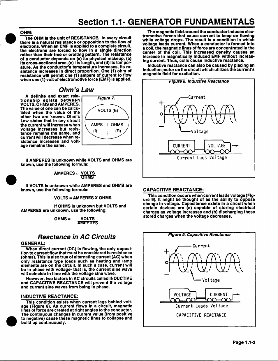 Ohm’s law, Reactance in ac circuits | Generac Power Systems NP-40G User Manual | Page 7 / 126