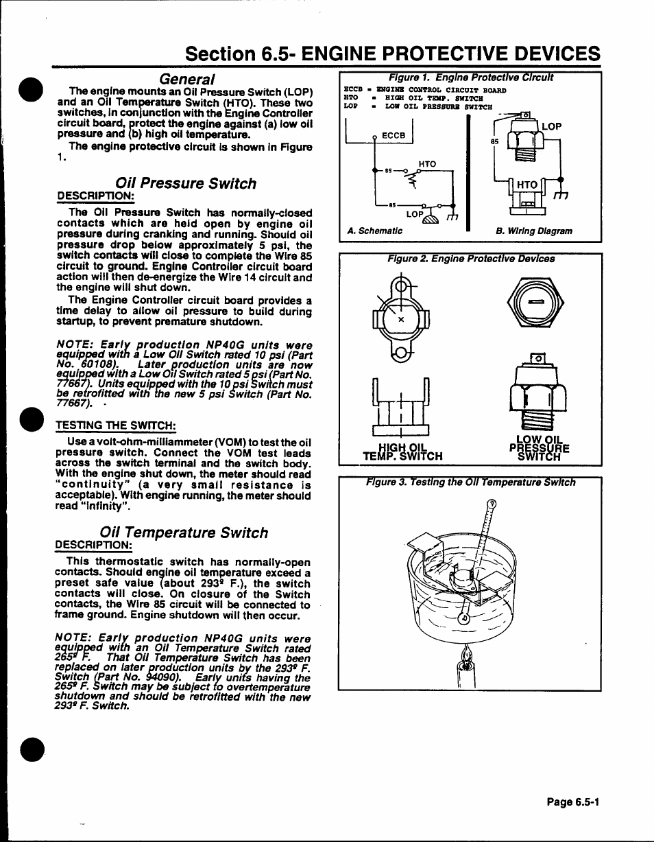 General, Oil pressure switch, Oil temperature switch | Generac Power Systems NP-40G User Manual | Page 96 / 126