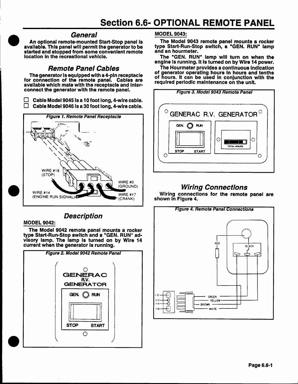 General, Remote panel cables, Description | Wiring connections, Owiring connections | Generac Power Systems NP-40G User Manual | Page 98 / 126