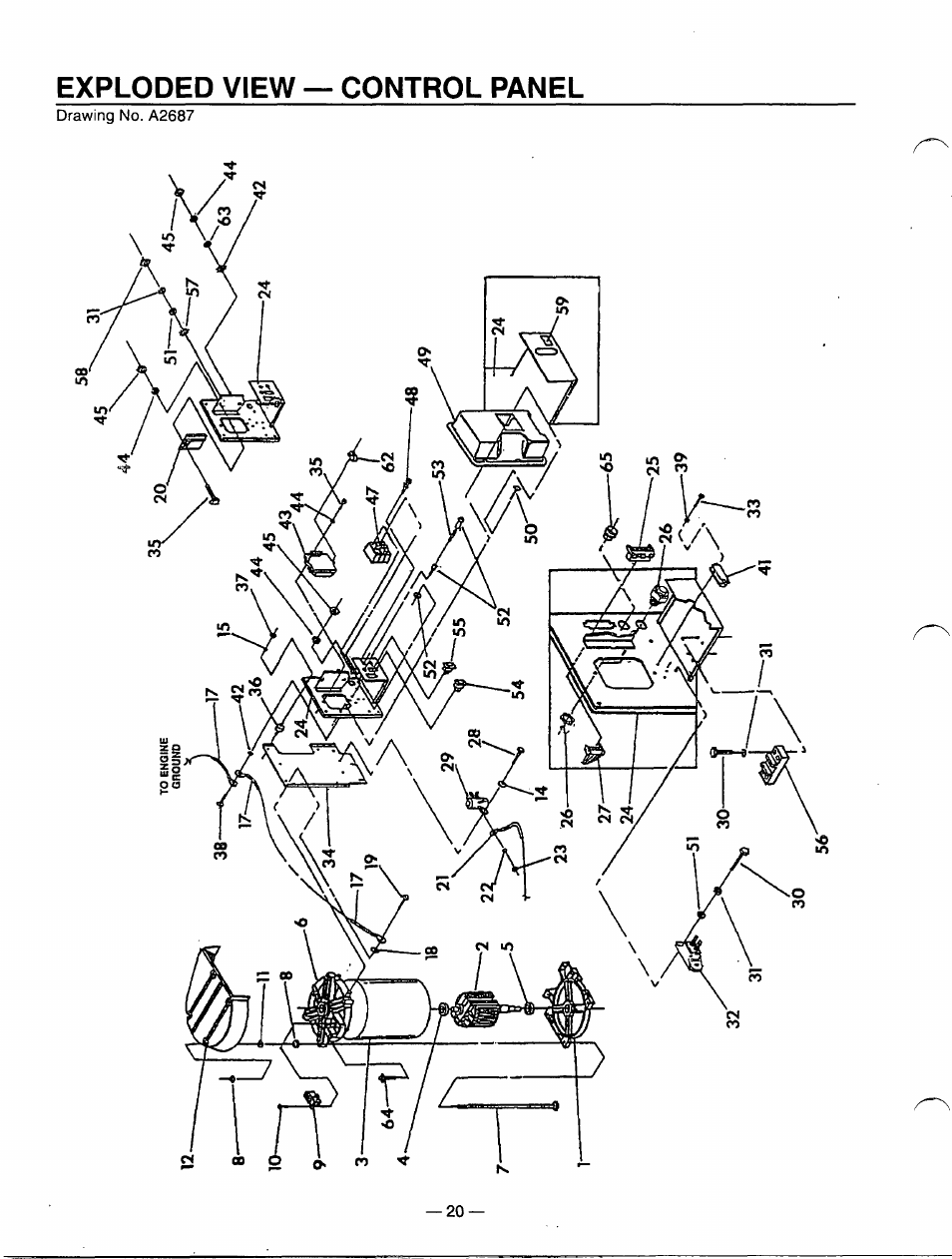 Exploded view — control panel | Generac Power Systems A-2624 User Manual | Page 20 / 28