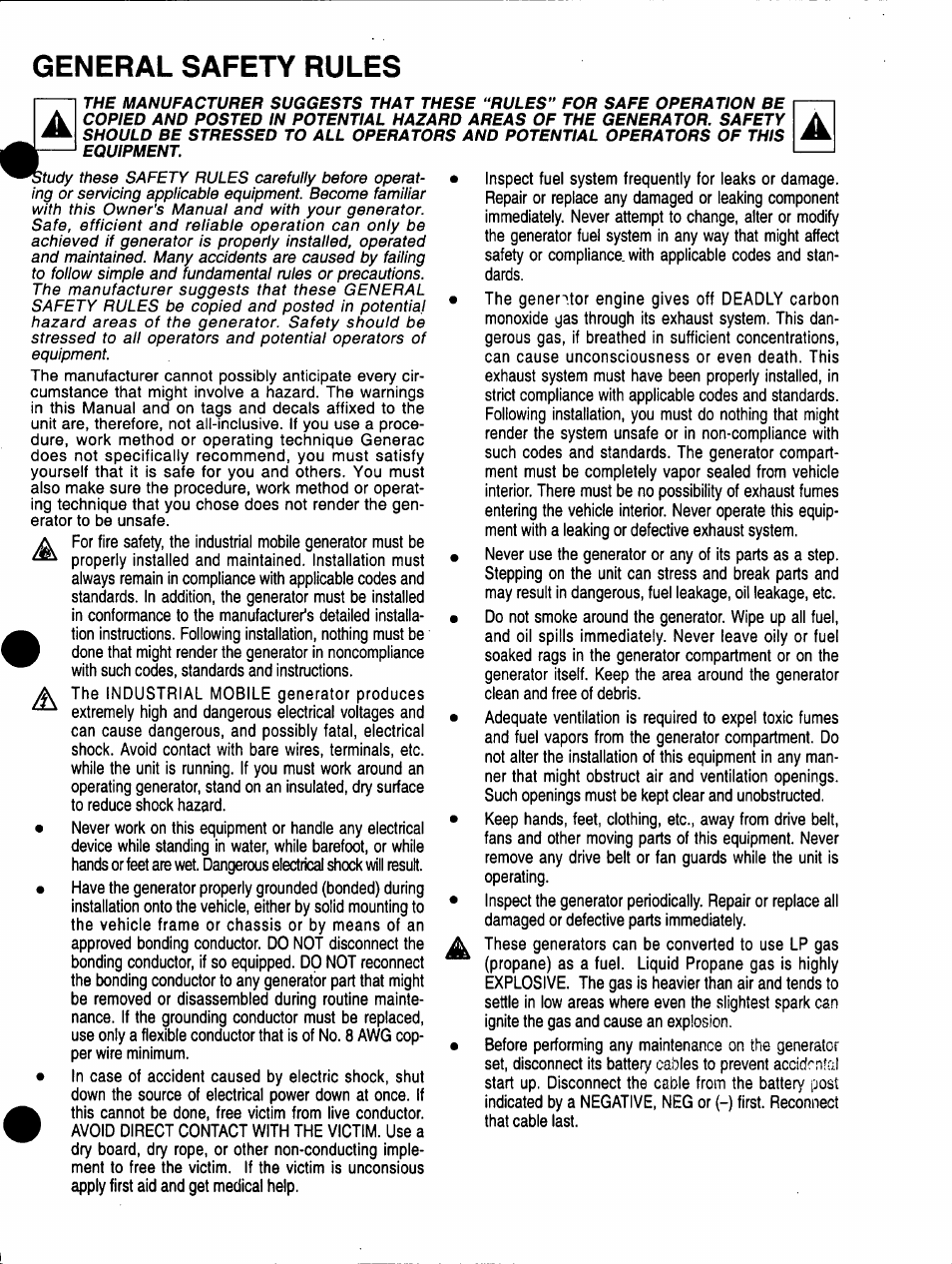 General safety rules | Generac Power Systems A-2624 User Manual | Page 27 / 28