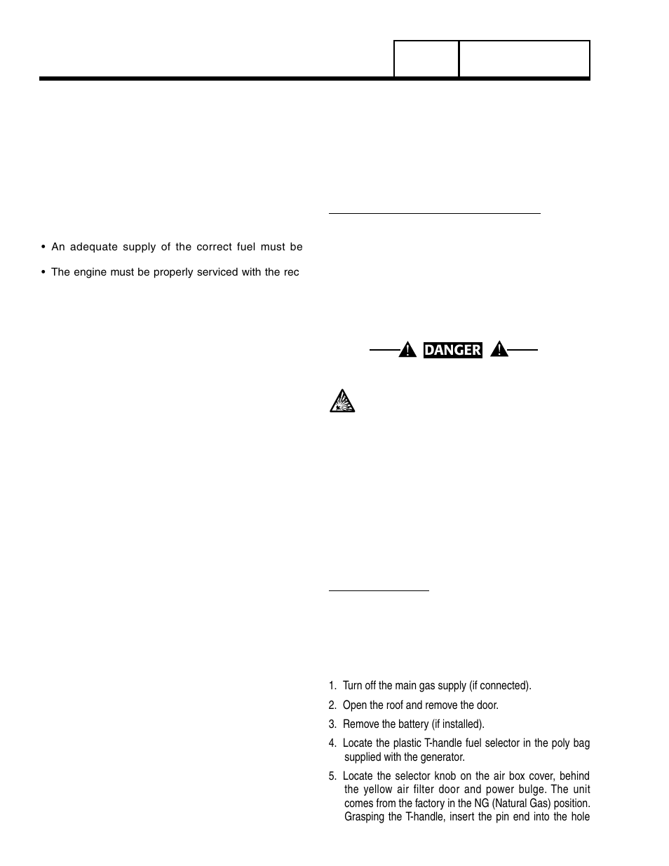 4 preparation before use, General, Fuel requirements | Fuel consumption, Reconfiguring the fuel system, Danger | Generac Power Systems 8 kW LP User Manual | Page 18 / 192