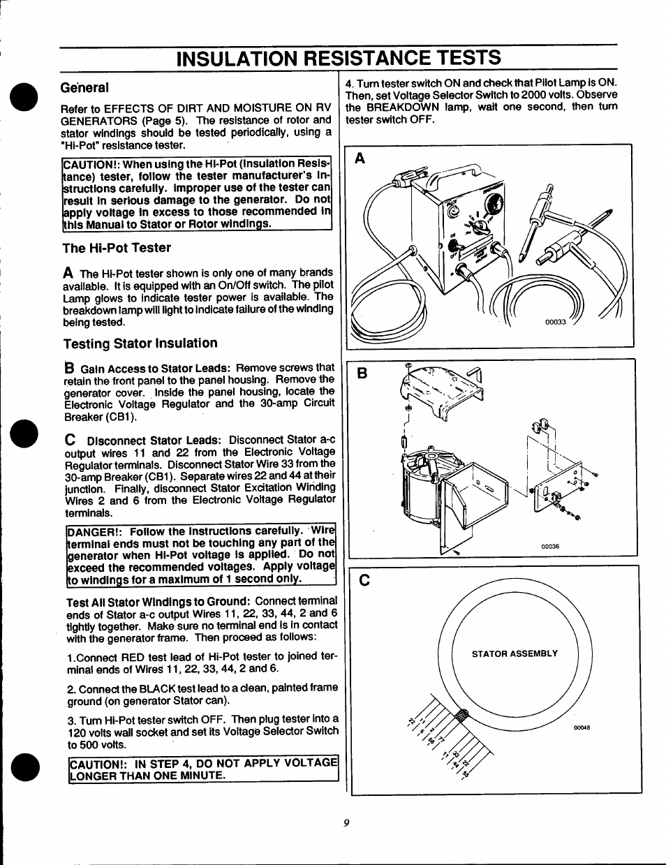 Insulation resistance tests | Generac Power Systems IM Series User Manual | Page 11 / 36