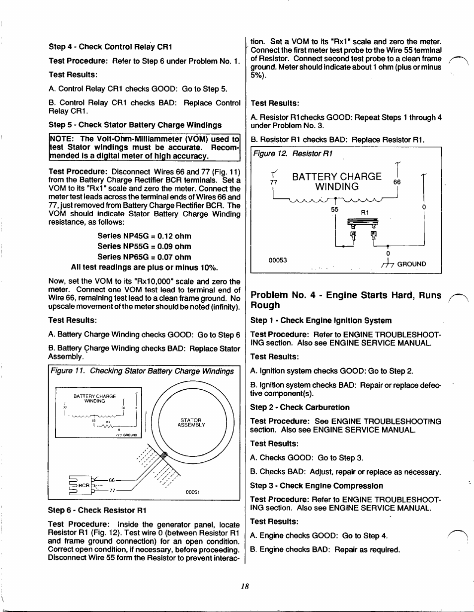 X battery charge 7 winding, Problem no. 4 - engine starts hard, runs rough | Generac Power Systems IM Series User Manual | Page 20 / 36