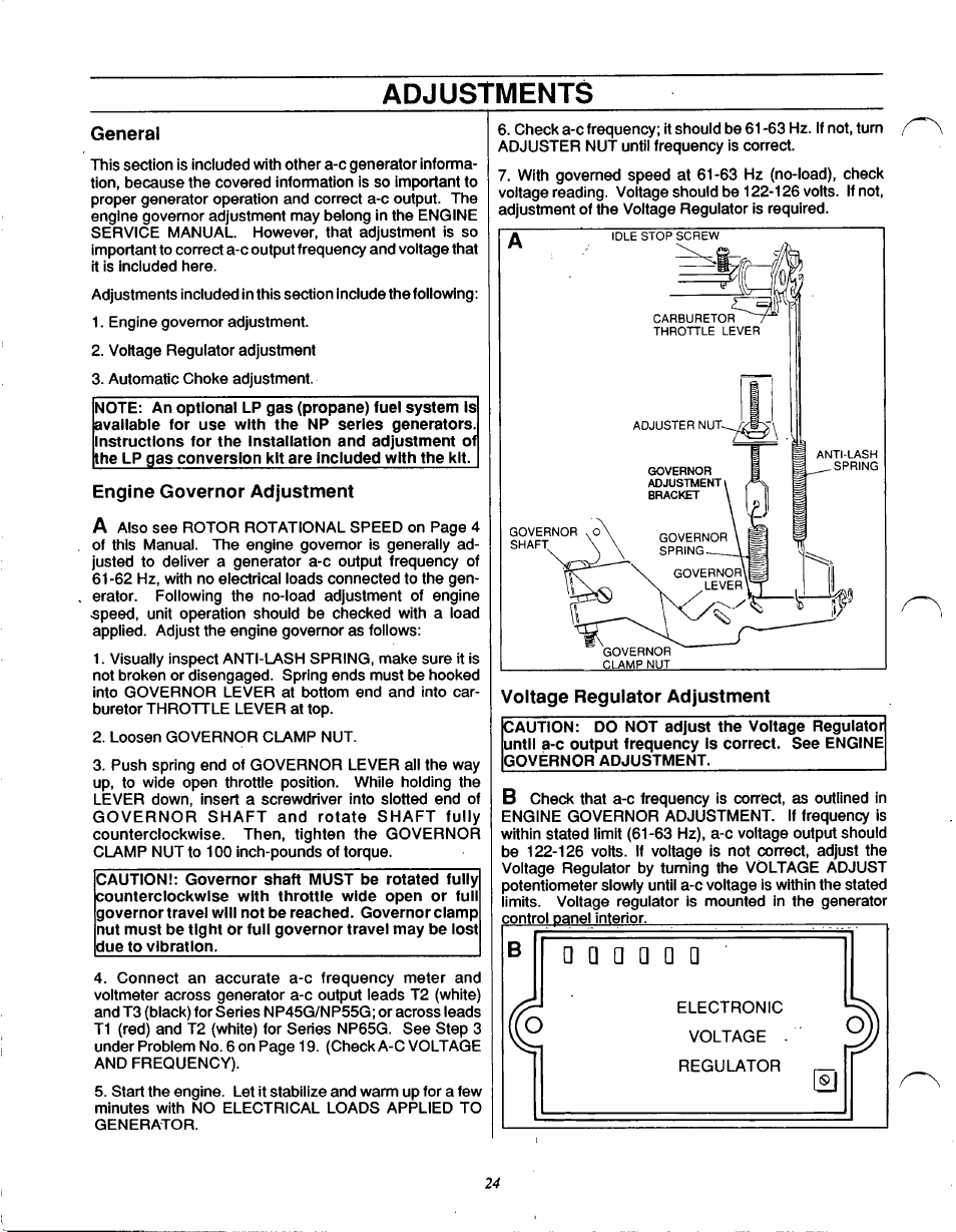 Adjustments | Generac Power Systems IM Series User Manual | Page 26 / 36