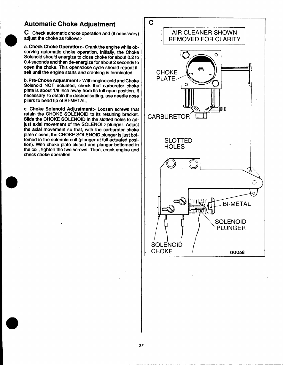 Automatic choke adjustment, Automatic choke adjustment c | Generac Power Systems IM Series User Manual | Page 27 / 36