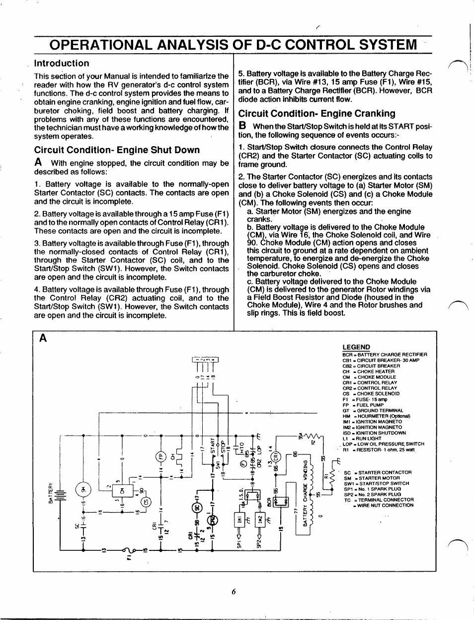 Operational analysis of d-c control system, Introduction, Circuit condition- engine shut down | Circuit condition- engine cranking | Generac Power Systems IM Series User Manual | Page 8 / 36