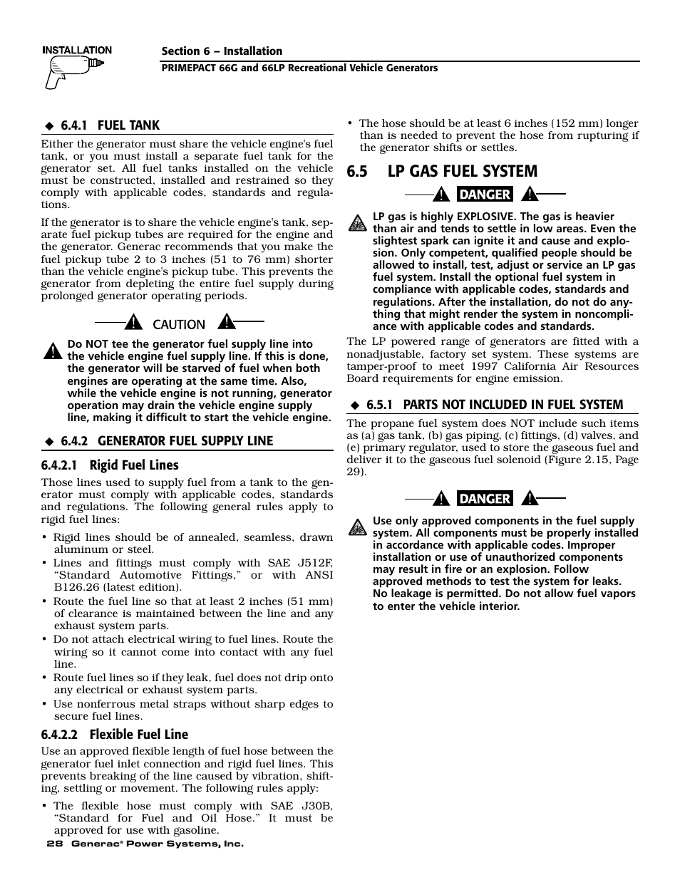 5 lp gas fuel system | Generac Power Systems 009600-5 User Manual | Page 30 / 60