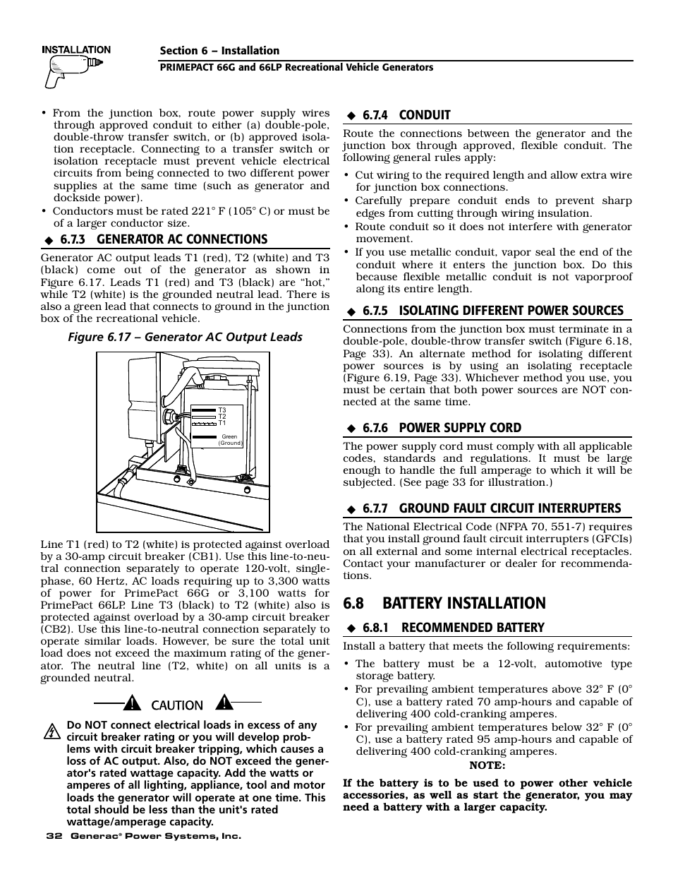 8 battery installation | Generac Power Systems 009600-5 User Manual | Page 34 / 60