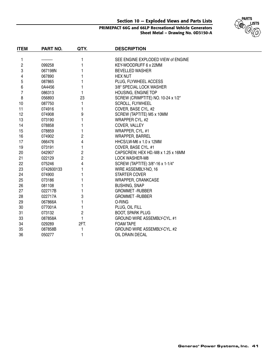 Generac Power Systems 009600-5 User Manual | Page 43 / 60