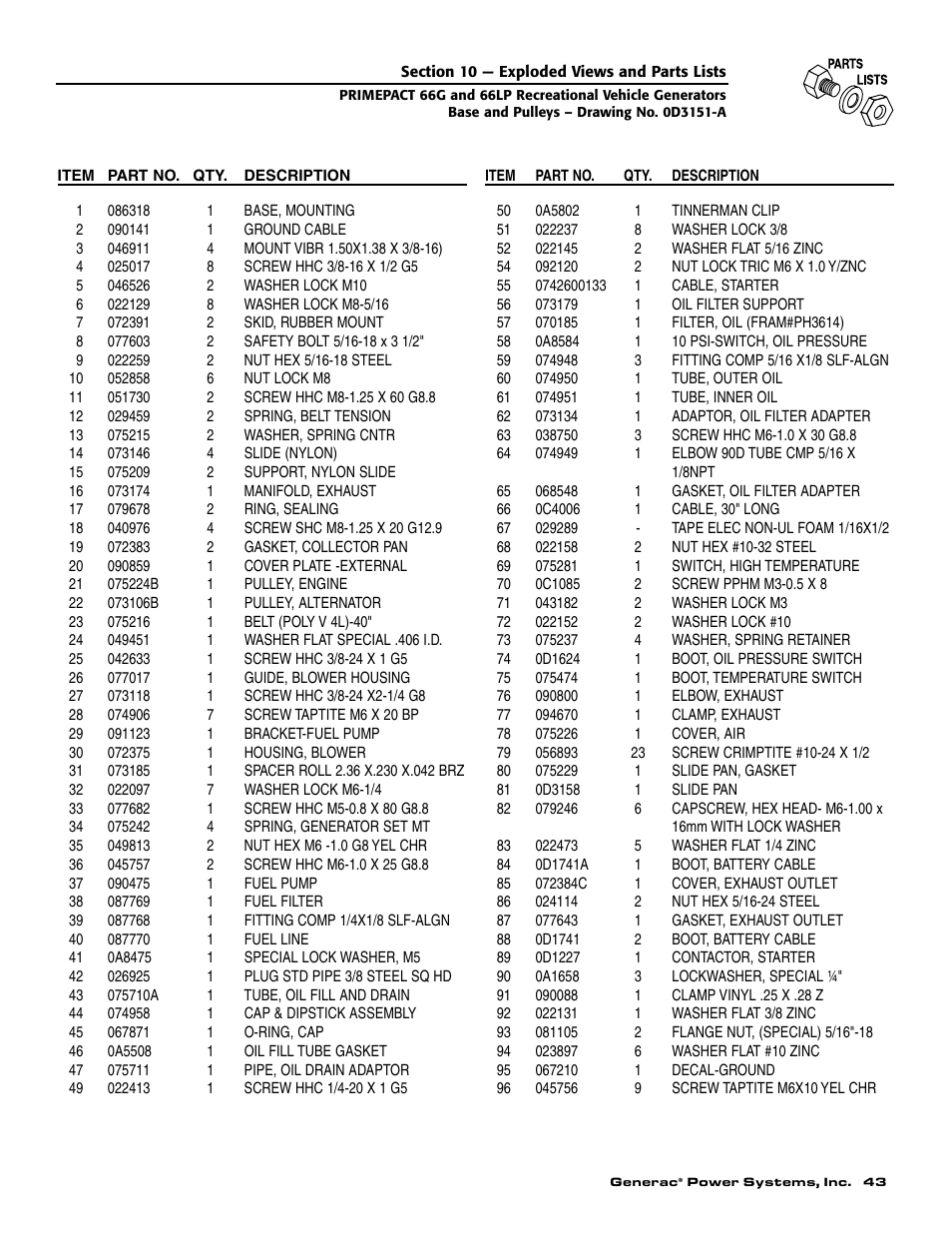 Generac Power Systems 009600-5 User Manual | Page 45 / 60