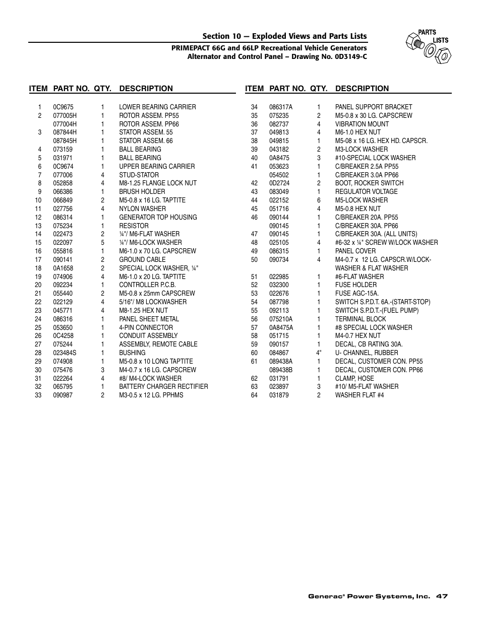 Generac Power Systems 009600-5 User Manual | Page 49 / 60