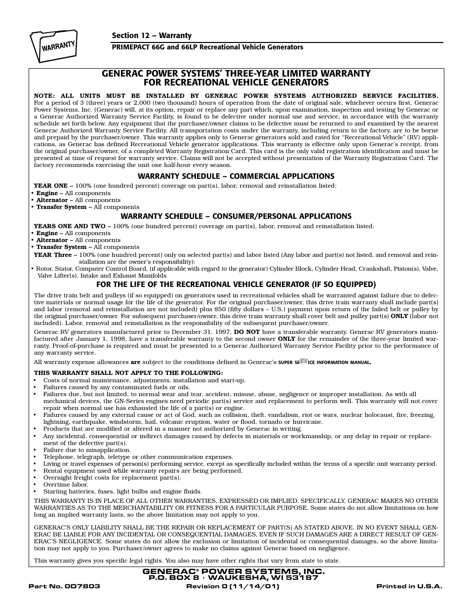 Generac Power Systems 009600-5 User Manual | Page 60 / 60