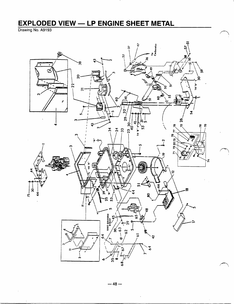 Exploded view — lp engine sheet metal | Generac Power Systems 0940-1 User Manual | Page 50 / 56