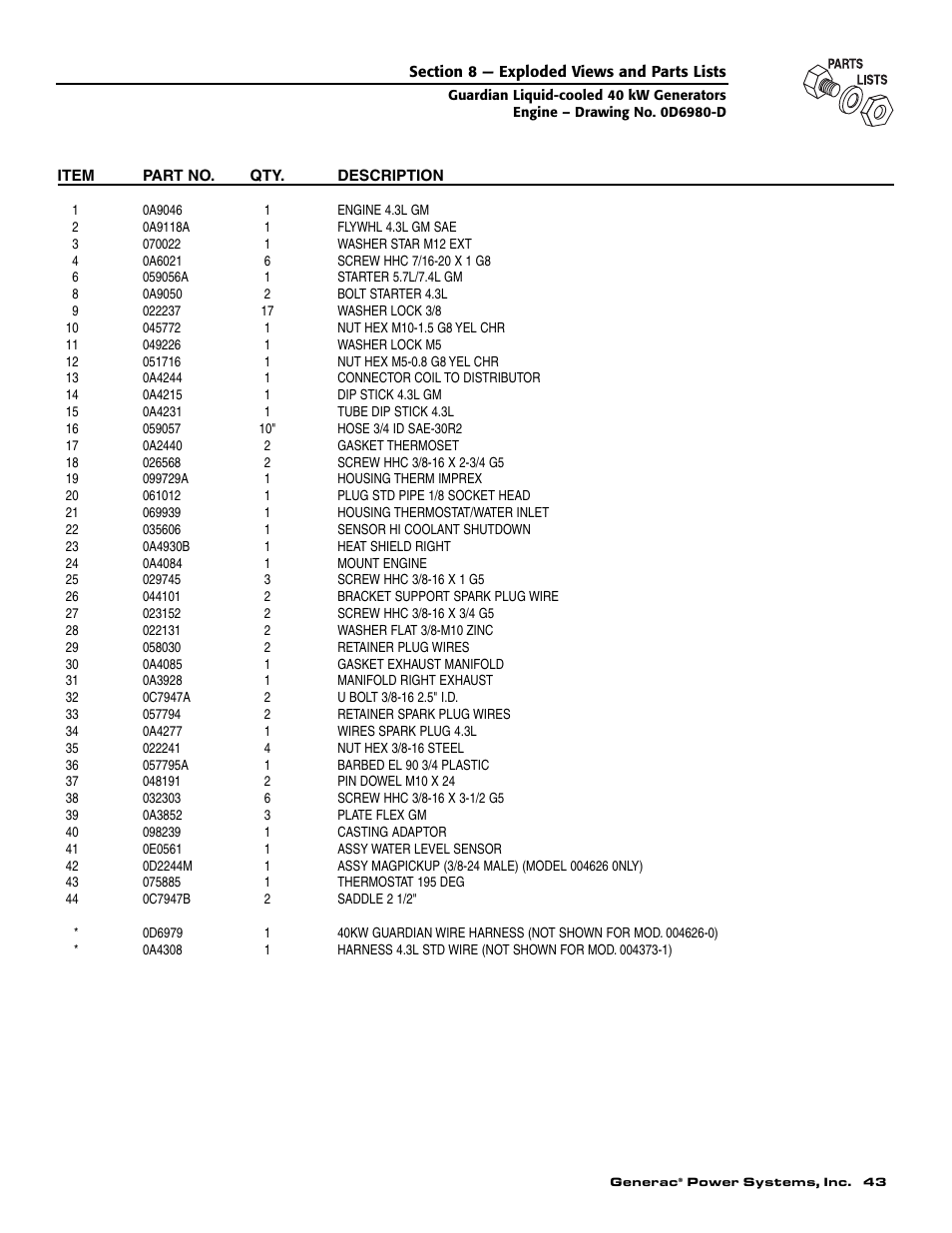 Generac Power Systems 004626-5 User Manual | Page 45 / 64