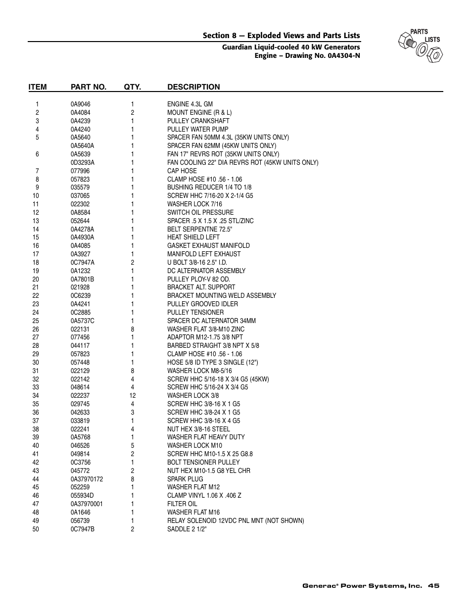 Generac Power Systems 004626-5 User Manual | Page 47 / 64