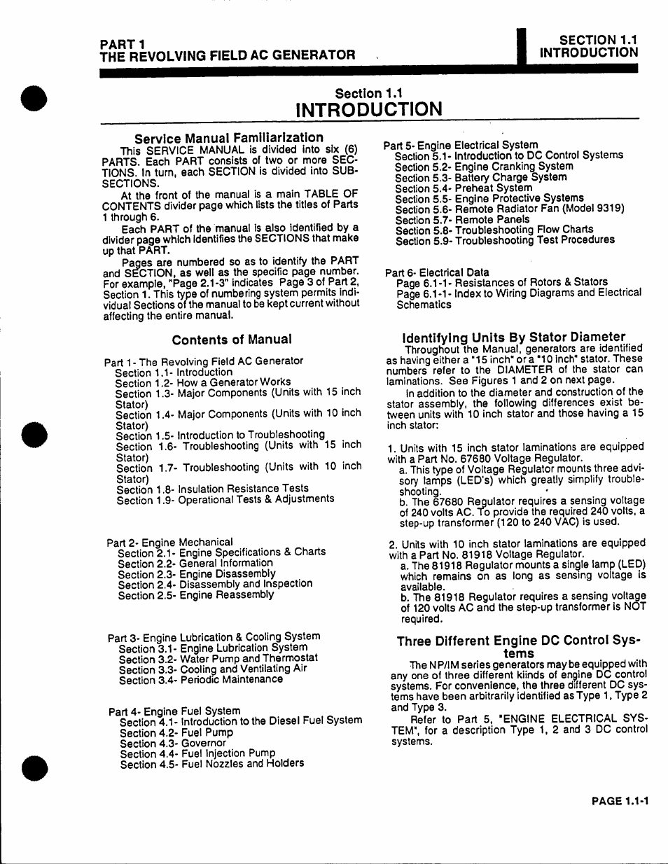 Introduction, Parti the revolving field ac generator | Generac Power Systems 53187 User Manual | Page 5 / 152