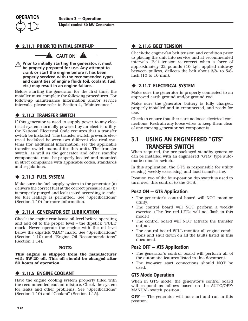 1 using an engineered “gts” transfer switch | Generac Power Systems 004988-4 User Manual | Page 14 / 48