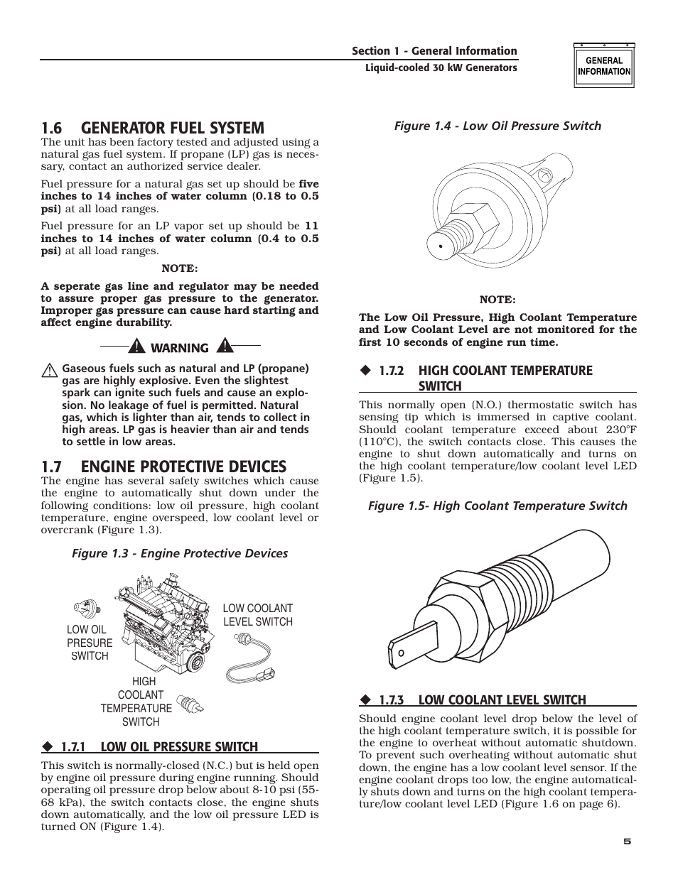 6 generator fuel system, 7 engine protective devices | Generac Power Systems 004988-4 User Manual | Page 7 / 48