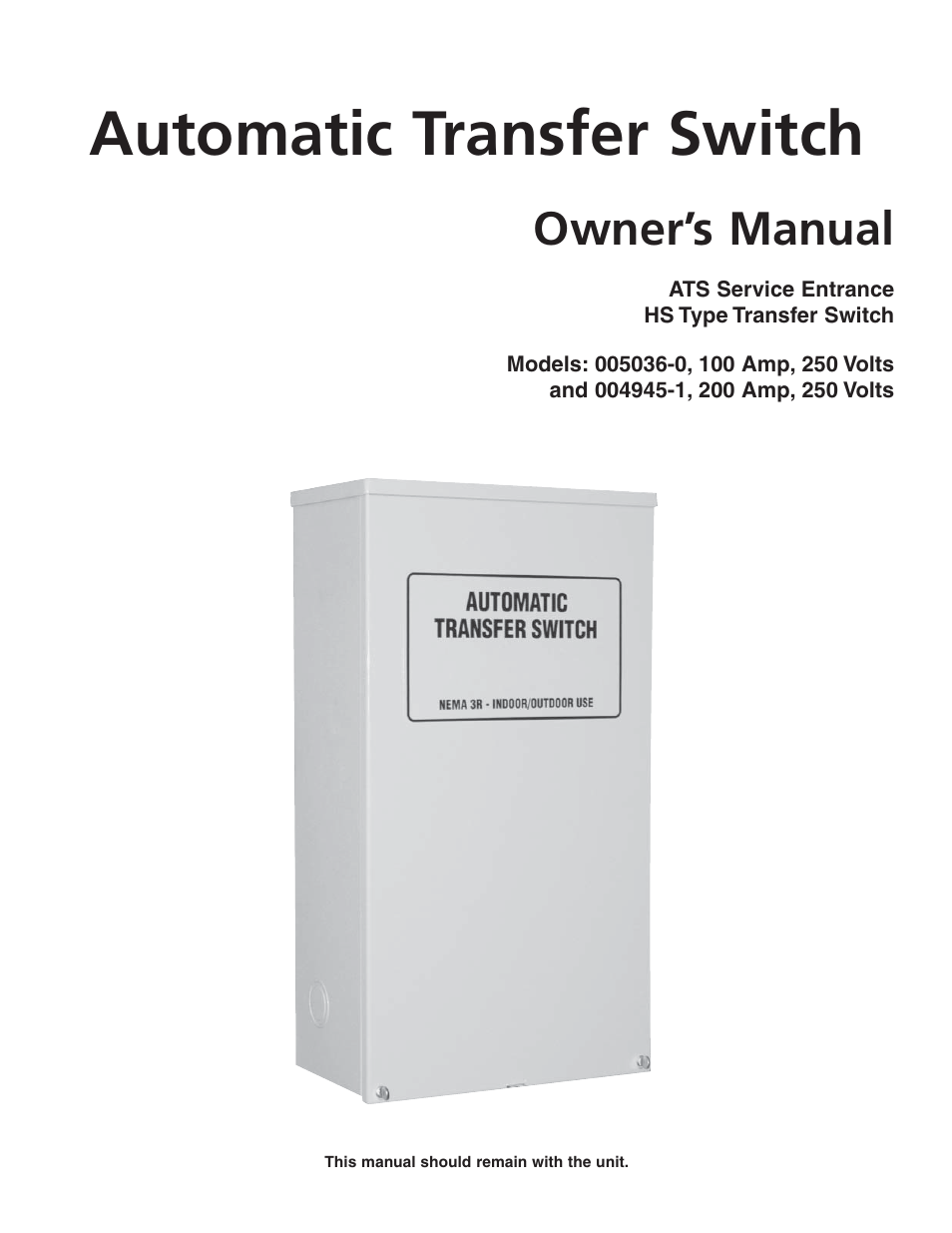 Generac Power Systems 004945-1 User Manual | 20 pages