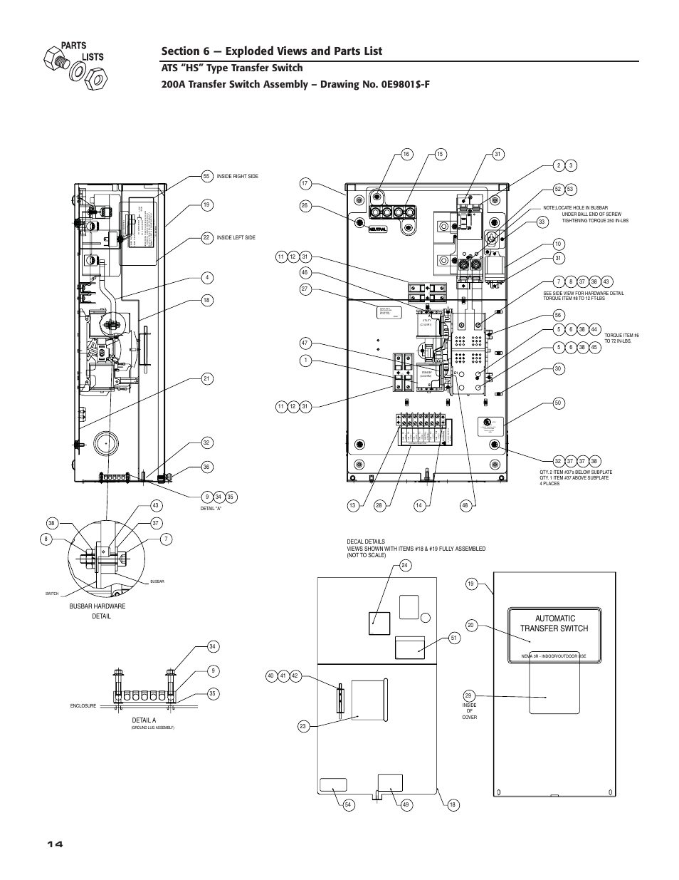 No te wire orient ation, Transfer switch, Automatic | Generac Power Systems 004945-1 User Manual | Page 16 / 20