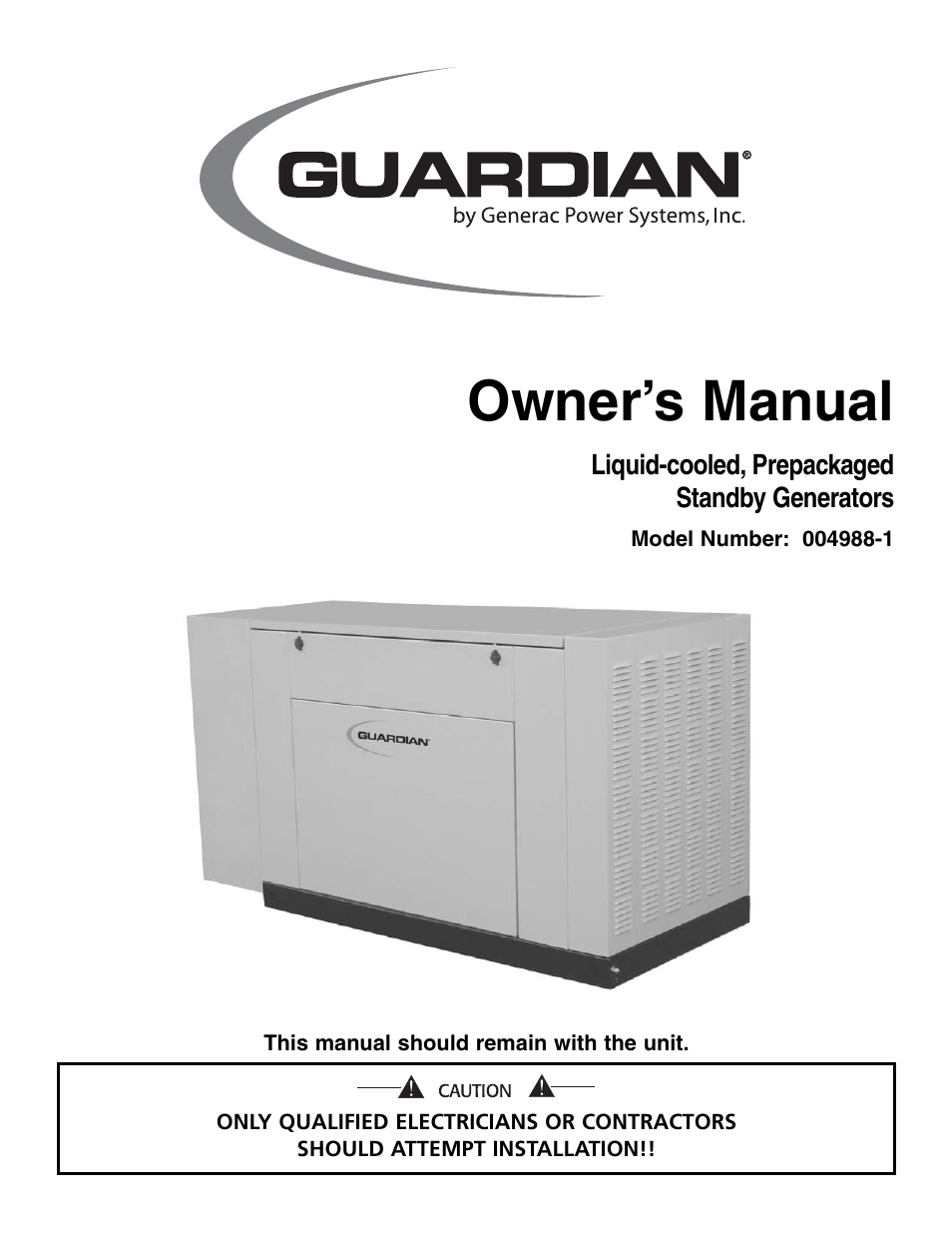 Generac Power Systems 004988-1 User Manual | 48 pages