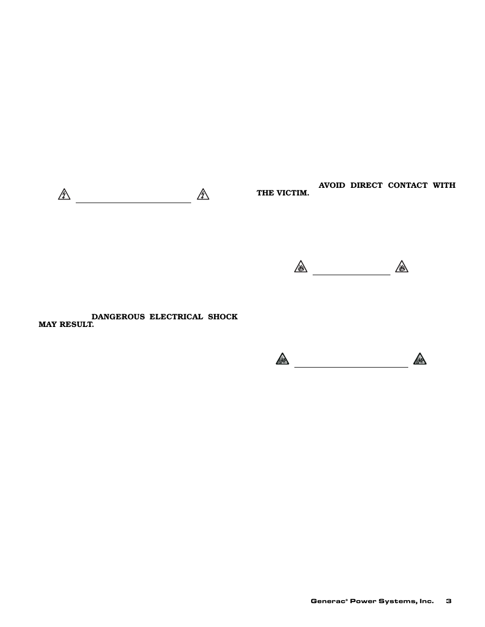 Electrical hazards, Fire hazards, Explosion hazards | Generac Power Systems 004917-4 User Manual | Page 5 / 48