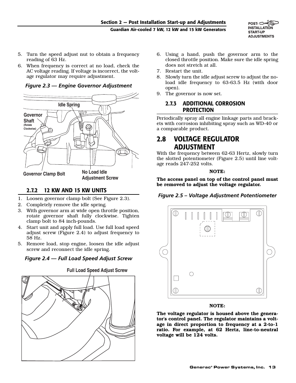 8 voltage regulator adjustment | Generac Power Systems 04389-1 User Manual | Page 15 / 60