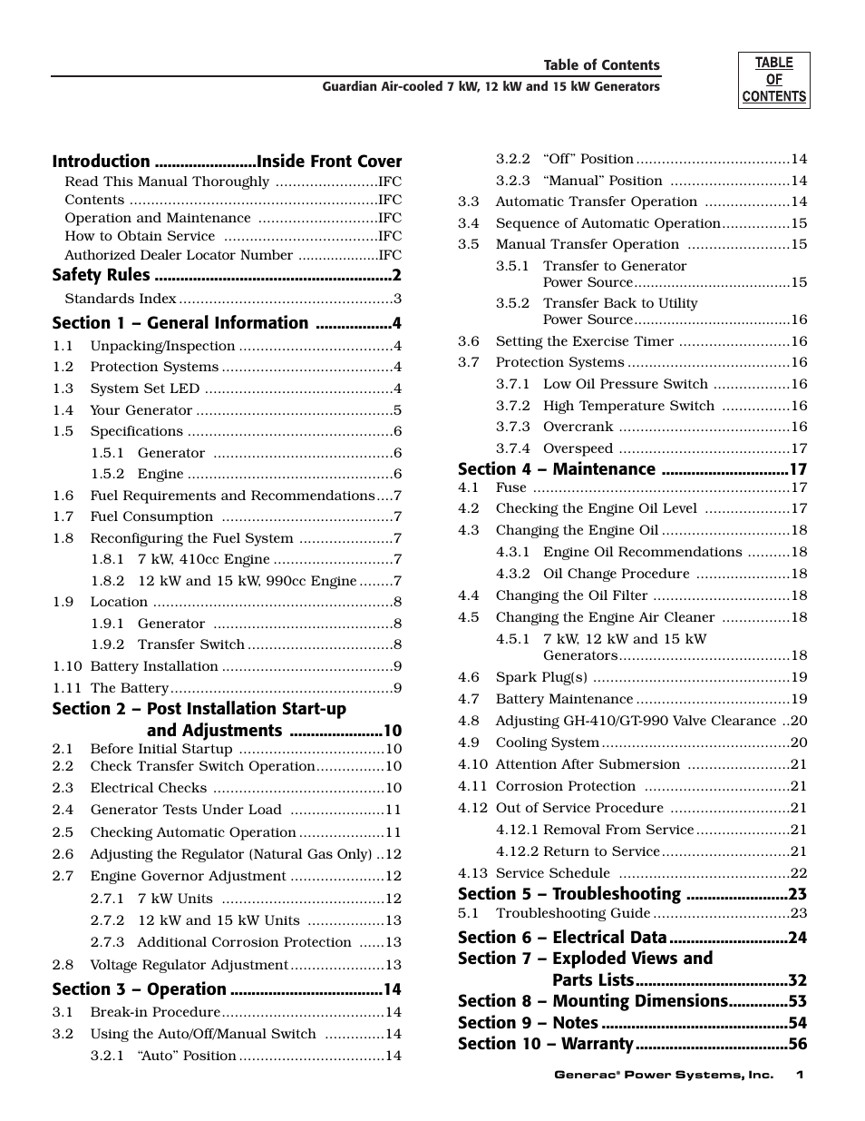 Generac Power Systems 04389-1 User Manual | Page 3 / 60