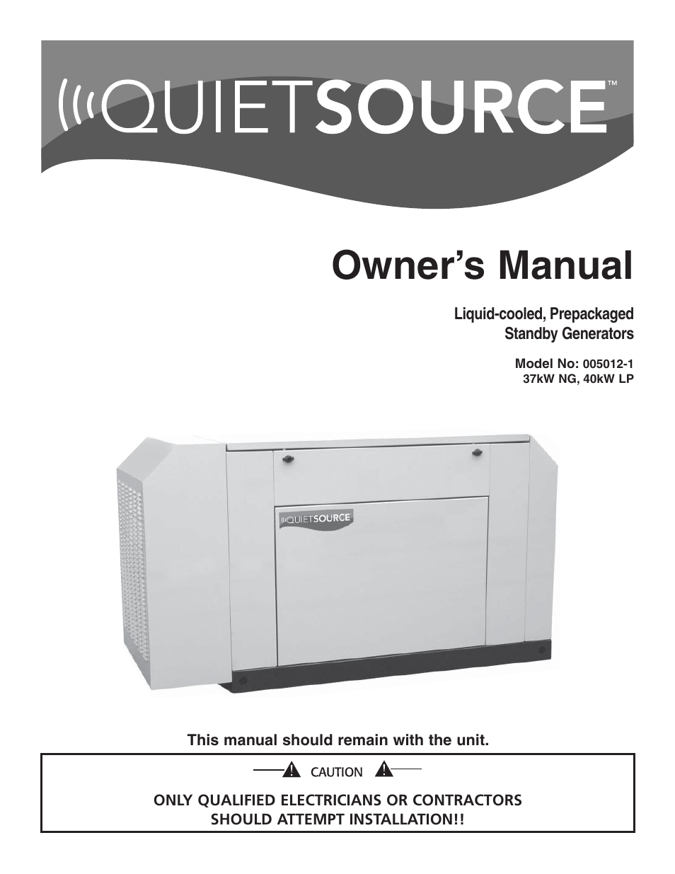 Generac Power Systems 005012-1 User Manual | 48 pages