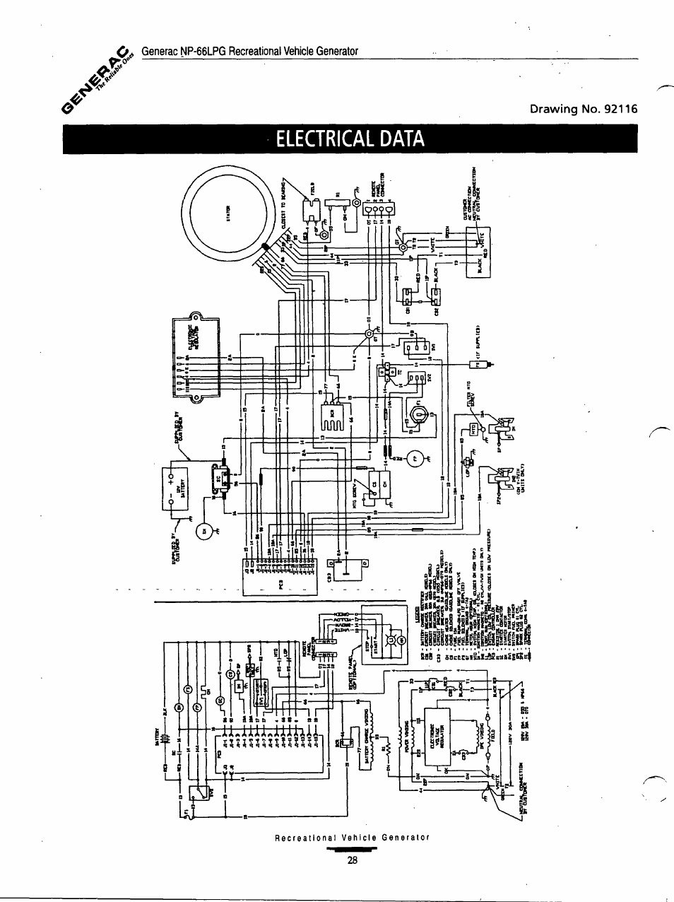 Electrical data | Generac Power Systems Air-cooled Recreational Vehicle Generator 9734-3 User Manual | Page 28 / 32