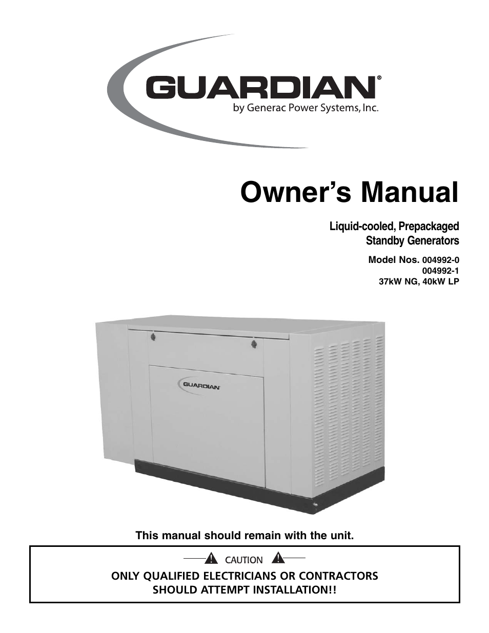 Generac Power Systems 004992-0 User Manual | 48 pages