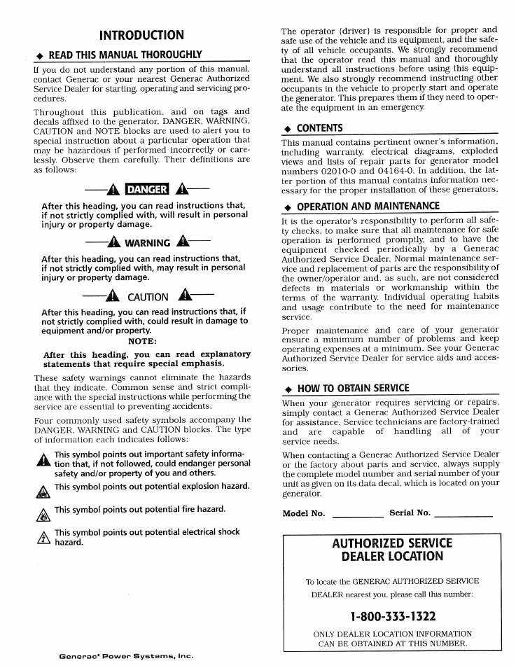 Introduction | Generac Power Systems 0784-1 User Manual | Page 2 / 32