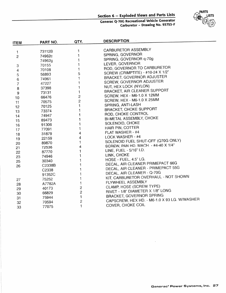 Generac Power Systems 0784-1 User Manual | Page 29 / 32