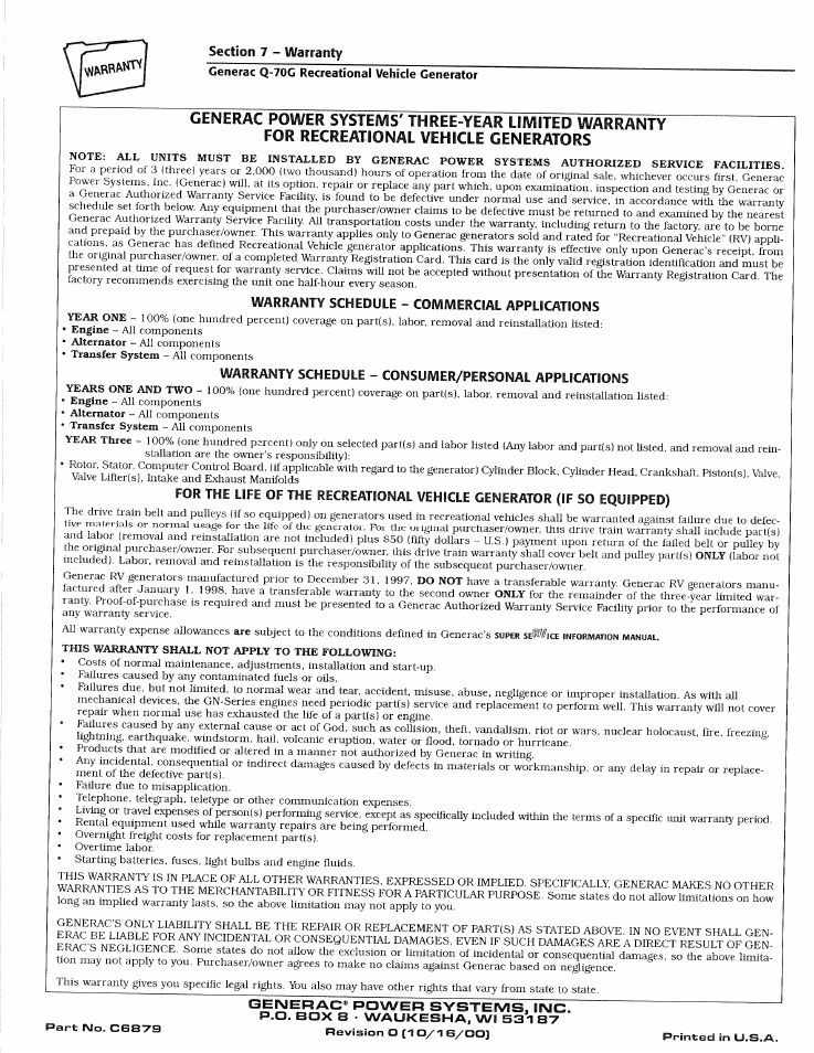 Generac Power Systems 0784-1 User Manual | Page 32 / 32