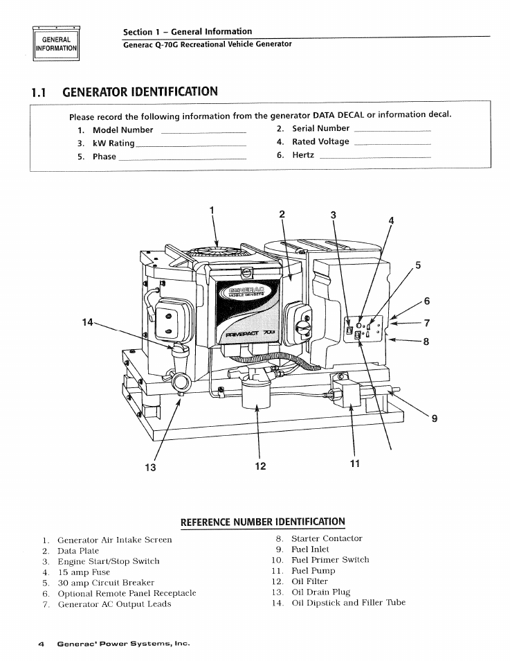 Reference number identification | Generac Power Systems 0784-1 User Manual | Page 6 / 32
