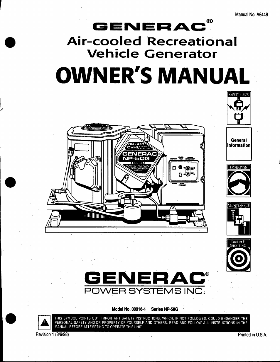 Generac Power Systems 00916-1 User Manual | 32 pages