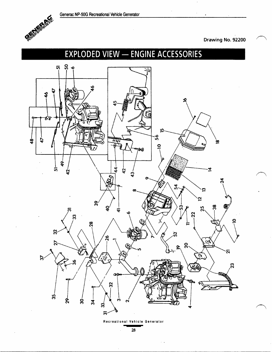 Exploded view - engine accessories | Generac Power Systems 00916-1 User Manual | Page 28 / 32