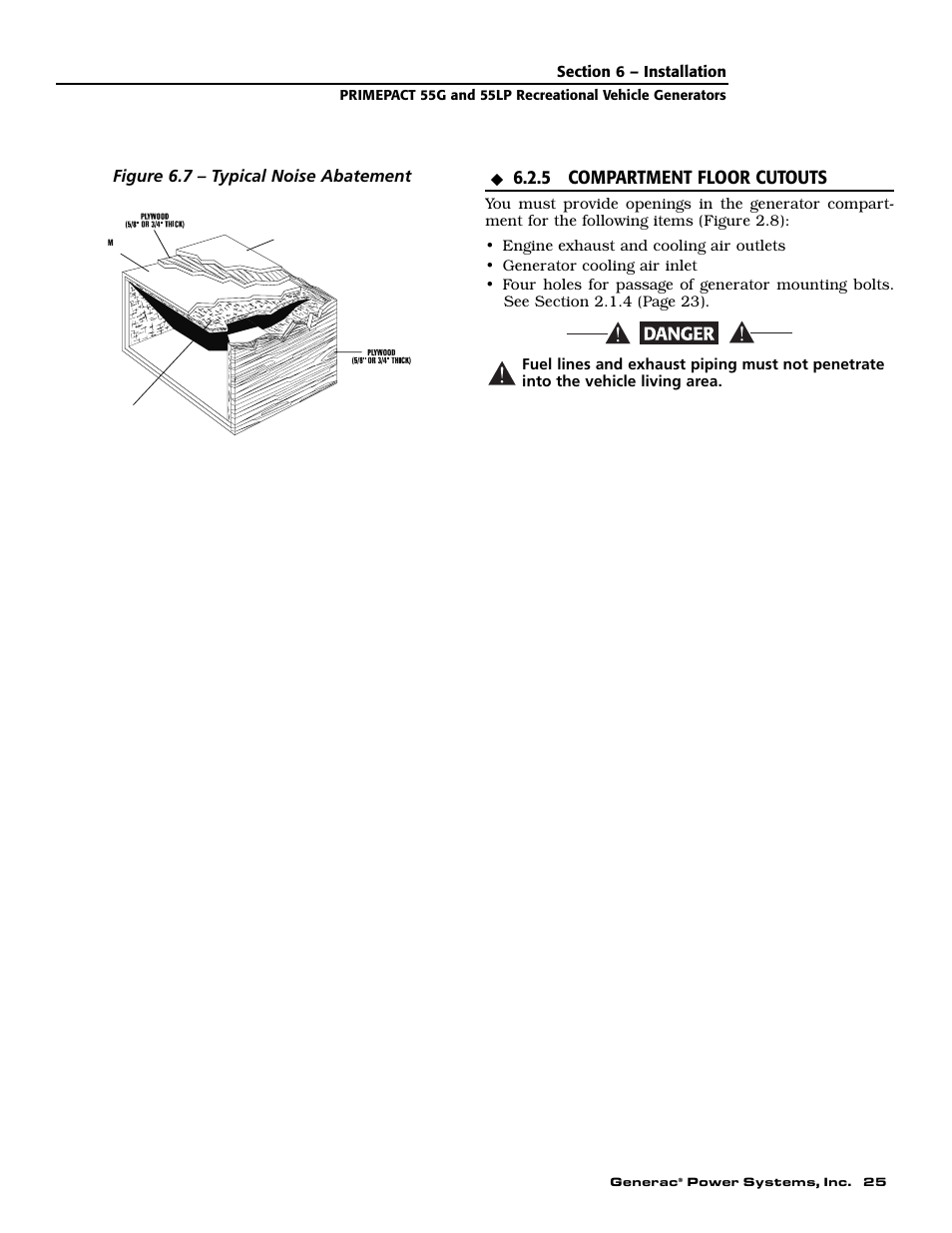 5 compartment floor cutouts | Generac Power Systems 009592-5 User Manual | Page 27 / 60