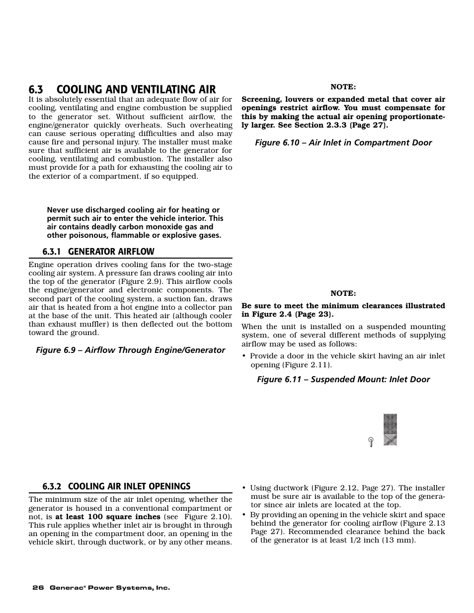 3 cooling and ventilating air | Generac Power Systems 009592-5 User Manual | Page 28 / 60
