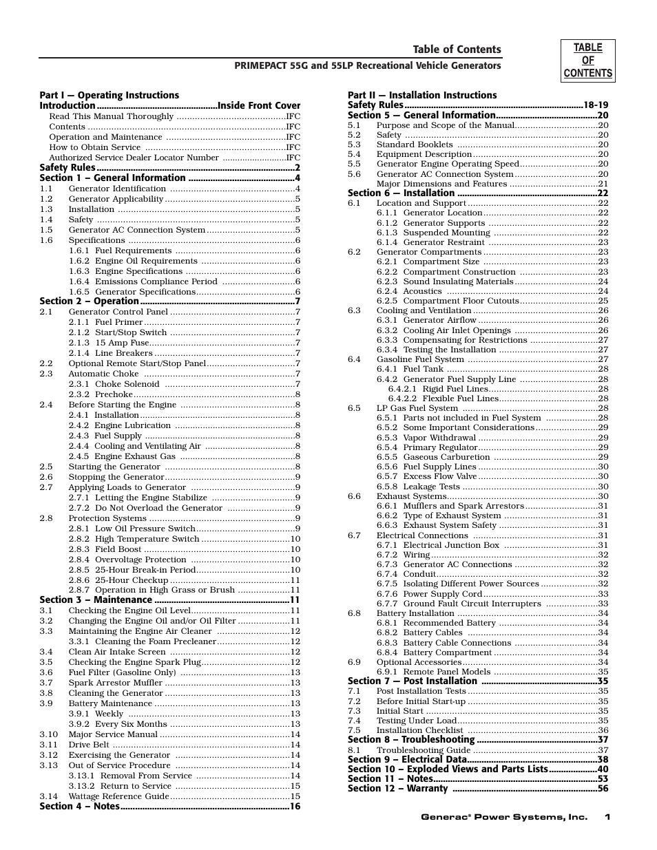 Generac Power Systems 009592-5 User Manual | Page 3 / 60